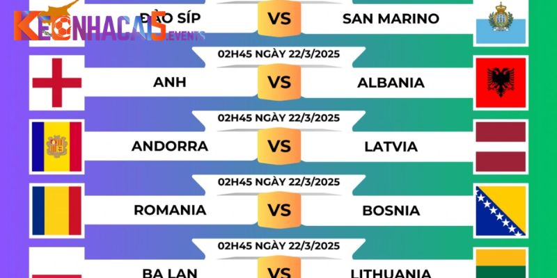 Cập nhật lịch thi đấu bóng đá quốc tế